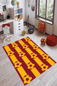 Sarı Ve Kırmızı Kaymaz Makinede Yıkanan Taban Taraftar Halısı VH046 Sarı Ve Kırmızı Kaymaz Makinede Yıkanan Taban Taraftar Halısı VH046