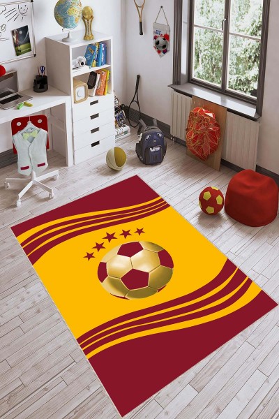 Sarı Ve Kırmızı Kaymaz Taban Taraftar Gs Halısı VH055
