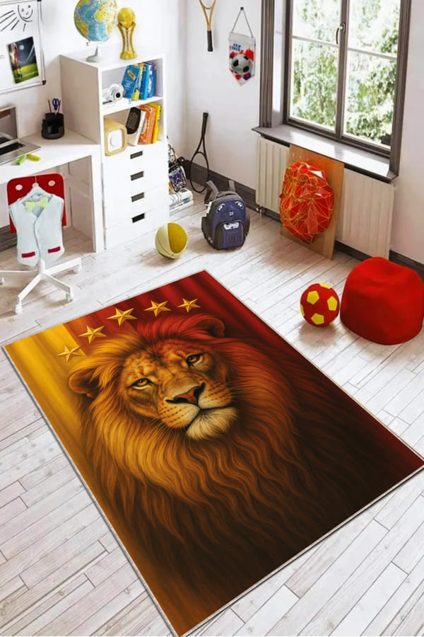 Galatasaray Halı Modelleri Sarı Aslan 5 Yıldız Taraftar Halısı VH142