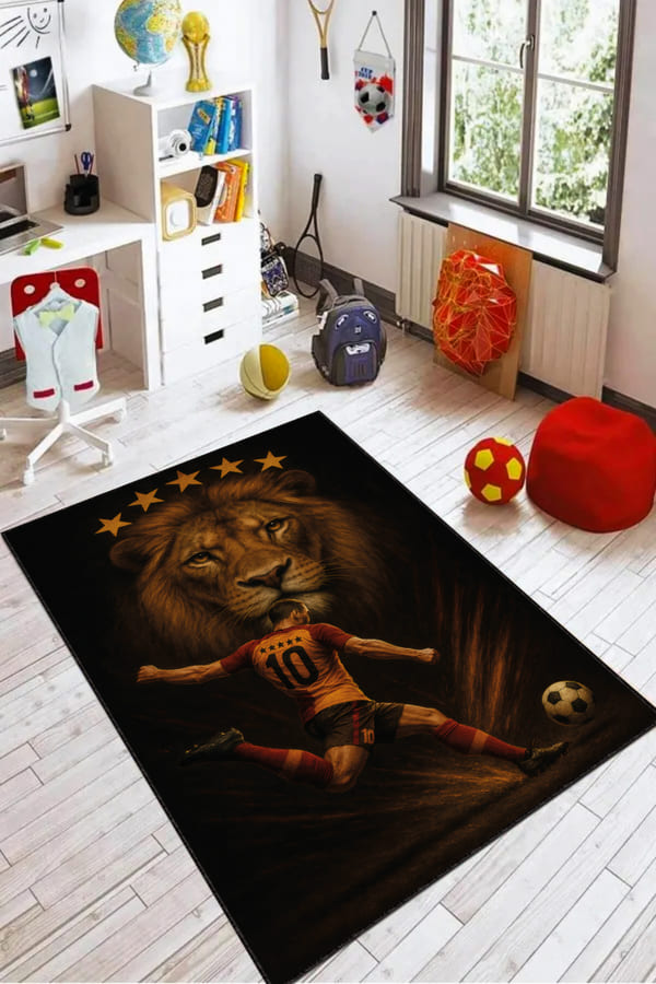 Taraftar Halıları Fiyatları Aslan Futbolcu 10 Numara 5 Yıldız Taraftar Halısı VH144