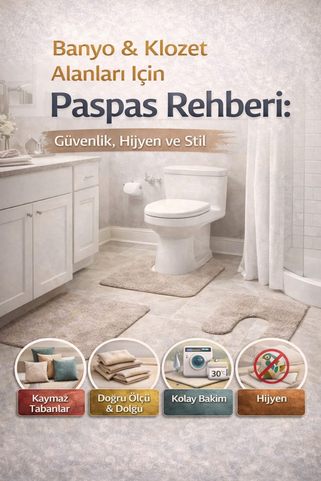 Banyo Halısı Ve Klozet Takımı Paspas Seti Modelleri