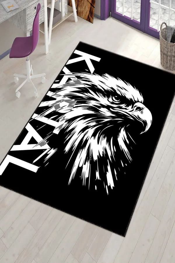 Beşiktaş Halı Modelleri Siyah Beyaz Taraftar Halısı