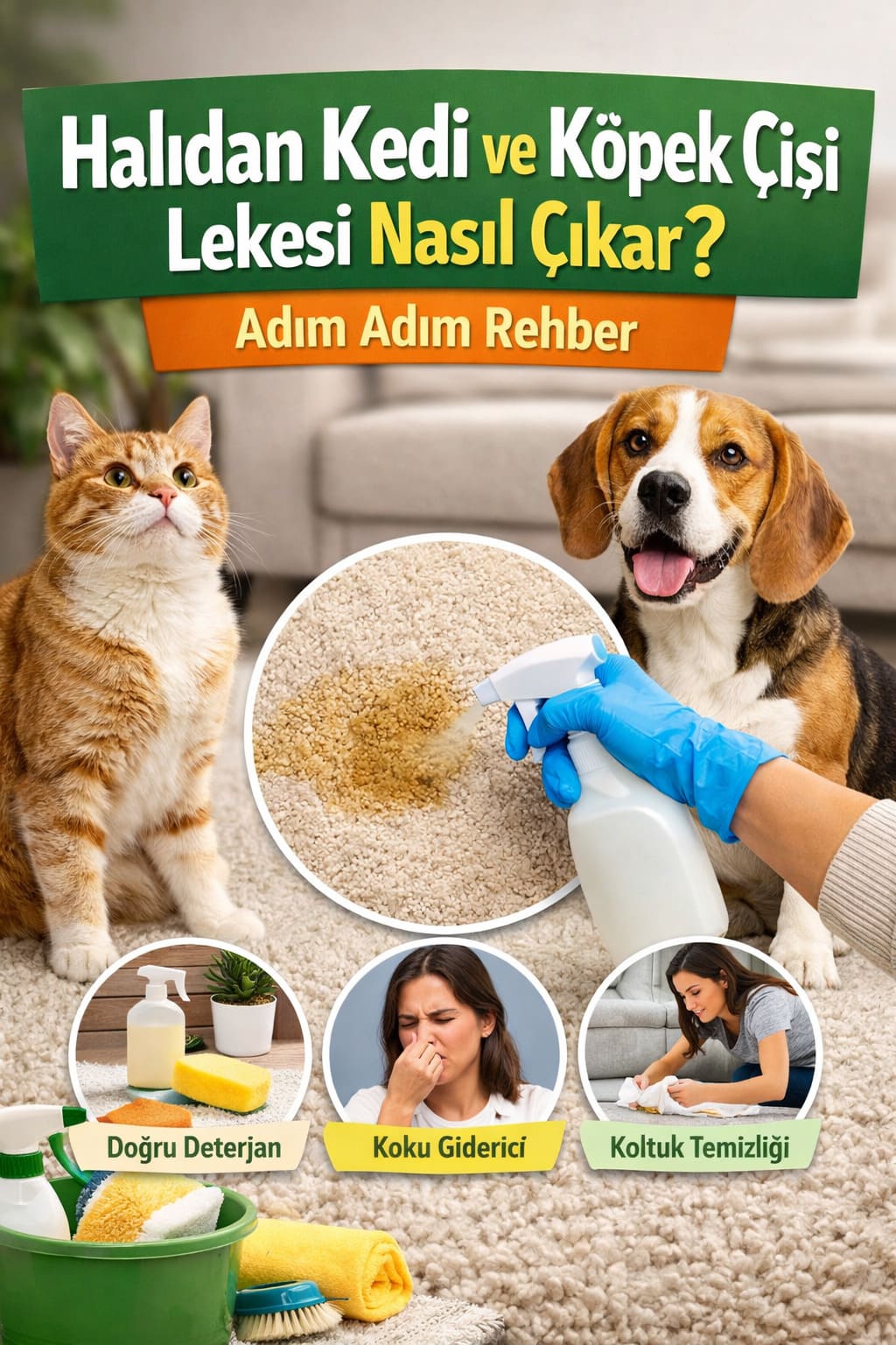 Halıdan Kedi Ve Köpek Çişi Lekesi Nasıl Çıkar? Adım Adım Rehber