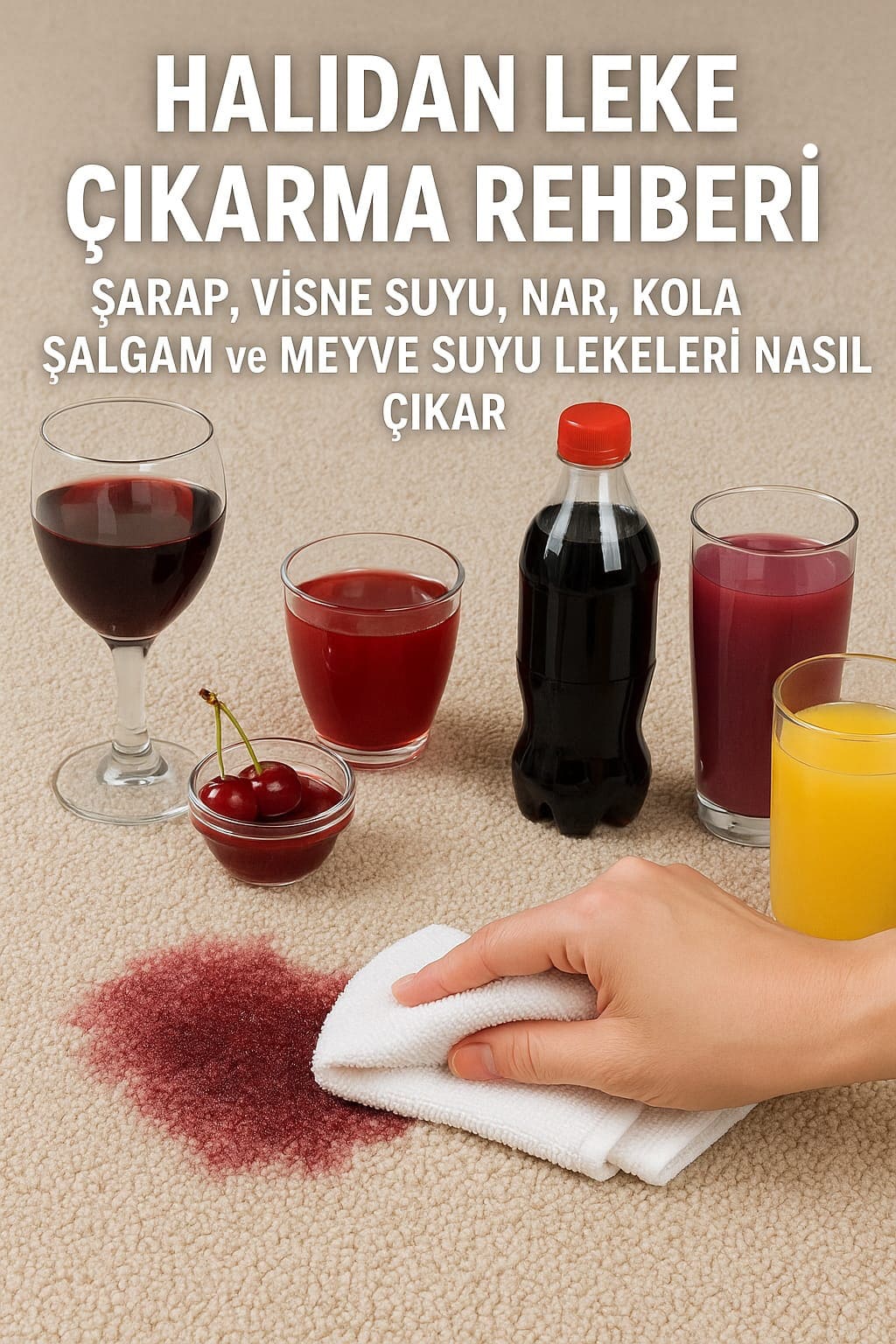 Halıdan Nar, Şarap, Kola Lekesi Çıkarma | Kesin Çözüm