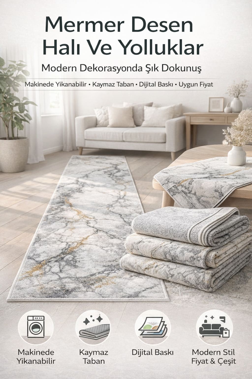 Mermer Desenli Halı Modelleri