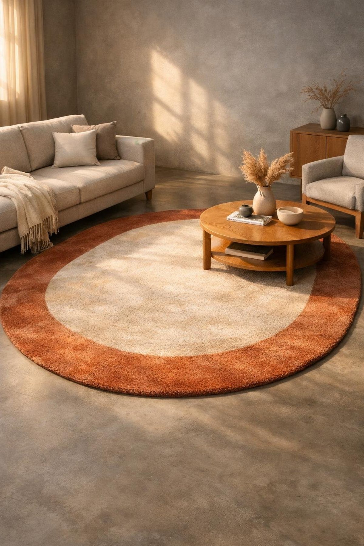 Yuvarlak Ve Oval Halılarla Salon Mobilyası Yerleşimi