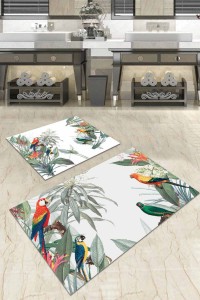 Yeşil Çiçekli Banyo Halısı Klozet Takımı Paspas Seti BS001 Yeşil Çiçekli Banyo Halısı Klozet Takımı Paspas Seti BS001