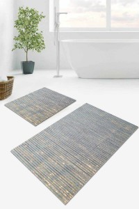 Mavi Çizgili Banyo Halısı Klozet Takımı Paspas Seti BS021 Mavi Çizgili Banyo Halısı Klozet Takımı Paspas Seti BS021