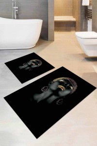 Siyah Zenci Kız Banyo Halısı Klozet 2'li Paspas Seti BS029 Siyah Zenci Kız Banyo Halısı Klozet 2'li Paspas Seti BS029