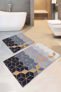 Siyah Petek Banyo Halısı Klozet Takımı Paspas Seti BS038 Siyah Petek Banyo Halısı Klozet Takımı Paspas Seti BS038