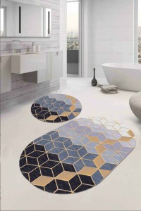 Siyah Petek Banyo Halısı Klozet Oval 2'li Paspas Seti BS080 Siyah Petek Banyo Halısı Klozet Oval 2'li Paspas Seti BS080