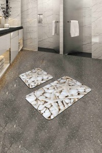 Kemik Deniz Kabuklu Banyo Halısı Klozet Paspas Seti BS208 Kemik Deniz Kabuklu Banyo Halısı Klozet Paspas Seti BS208