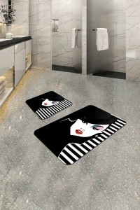 Siyah Yüzler Banyo Halısı Klozet Takımı Paspas Seti BS216 Siyah Yüzler Banyo Halısı Klozet Takımı Paspas Seti BS216