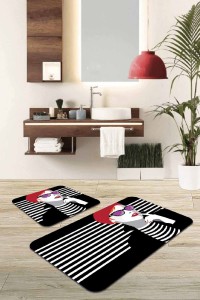 Siyah Yüzler Banyo Halısı Klozet Takımı Paspas Seti BS220 Siyah Yüzler Banyo Halısı Klozet Takımı Paspas Seti BS220