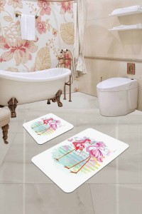 Ekru Flamingolu Banyo Halısı Klozet Takımı Paspas Seti BS226 Ekru Flamingolu Banyo Halısı Klozet Takımı Paspas Seti BS226