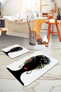 Ekru Etnik Desen Banyo Halısı Klozet 2'li Paspas Seti BS230 Ekru Etnik Desen Banyo Halısı Klozet 2'li Paspas Seti BS230