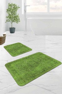 Yeşil Modern Klasik Banyo Halısı Klozet Paspas Seti BS233 Yeşil Modern Klasik Banyo Halısı Klozet Paspas Seti BS233