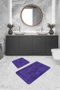 Mor Modern Klasik Banyo Halısı Klozet 2'li Paspas Seti BS237 Mor Modern Klasik Banyo Halısı Klozet 2'li Paspas Seti BS237