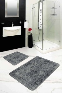 Gri Modern Klasik Banyo Halısı Klozet 2'li Paspas Seti BS239 Gri Modern Klasik Banyo Halısı Klozet 2'li Paspas Seti BS239