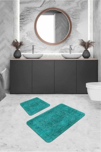 Turkuaz Modern Klasik Banyo Halısı Klozet Paspas Seti BS240 Turkuaz Modern Klasik Banyo Halısı Klozet Paspas Seti BS240