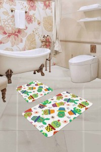 Yeşil Kaktüs Desen Banyo Halısı Klozet Paspas Seti BS247 Yeşil Kaktüs Desen Banyo Halısı Klozet Paspas Seti BS247
