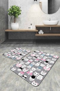 Gri Kedili Banyo Halısı Klozet Takımı 2'li Paspas Seti BS254 Gri Kedili Banyo Halısı Klozet Takımı 2'li Paspas Seti BS254