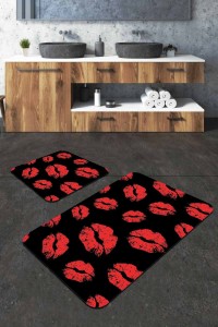 Kırmızı Fashion Banyo Halısı Klozet Takımı Paspas Seti BS265 Kırmızı Fashion Banyo Halısı Klozet Takımı Paspas Seti BS265
