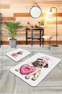 Pembe Hayvan Temalı Banyo Halısı Klozet Paspas Seti BS273 Pembe Hayvan Temalı Banyo Halısı Klozet Paspas Seti BS273