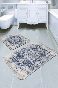 Mavi Modern Klasik Banyo Halısı Klozet Paspas Seti BS278 Mavi Modern Klasik Banyo Halısı Klozet Paspas Seti BS278