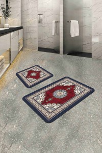 Bordo Modern Klasik Banyo Halısı Klozet Paspas Seti BS279 Bordo Modern Klasik Banyo Halısı Klozet Paspas Seti BS279
