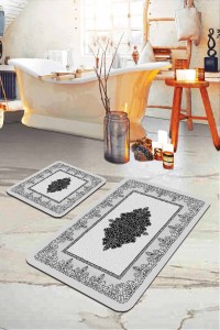 Gri Modern Klasik Banyo Halısı Klozet 2'li Paspas Seti BS281 Gri Modern Klasik Banyo Halısı Klozet 2'li Paspas Seti BS281