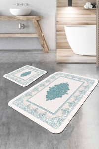 Turkuaz Modern Klasik Banyo Halısı Klozet Paspas Seti BS283 Turkuaz Modern Klasik Banyo Halısı Klozet Paspas Seti BS283