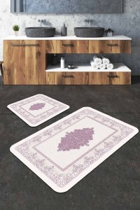 Pembe Modern Klasik Banyo Halısı Klozet Paspas Seti BS284 Pembe Modern Klasik Banyo Halısı Klozet Paspas Seti BS284