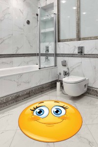 Sarı Smiley Banyo Halısı Klozet Yuvarlak Paspas Seti BS297 Sarı Smiley Banyo Halısı Klozet Yuvarlak Paspas Seti BS297