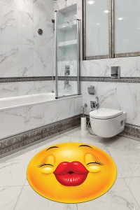 Sarı Smiley Banyo Halısı Klozet Yuvarlak Paspas Seti BS298 Sarı Smiley Banyo Halısı Klozet Yuvarlak Paspas Seti BS298