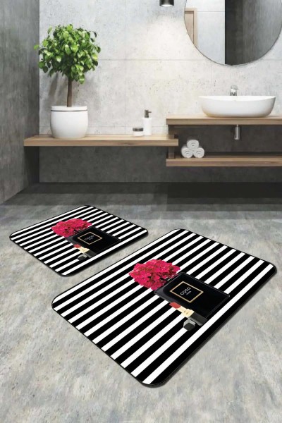 Bej Deniz Kabuklu Banyo Halısı Klozet Oval Paspas Seti BS349