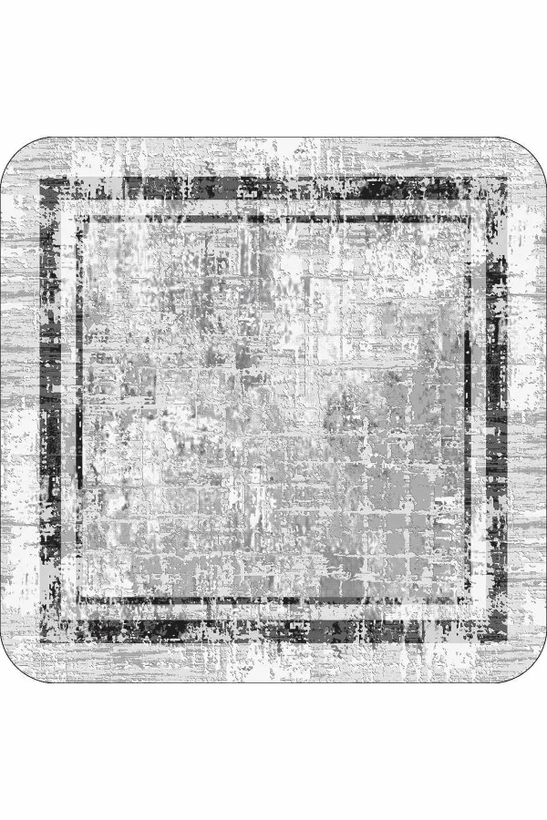 120X120 Yuvarlak Paspas Gri Modern Klasik Banyo Halısı Klozet 2'li Paspas Seti BS286