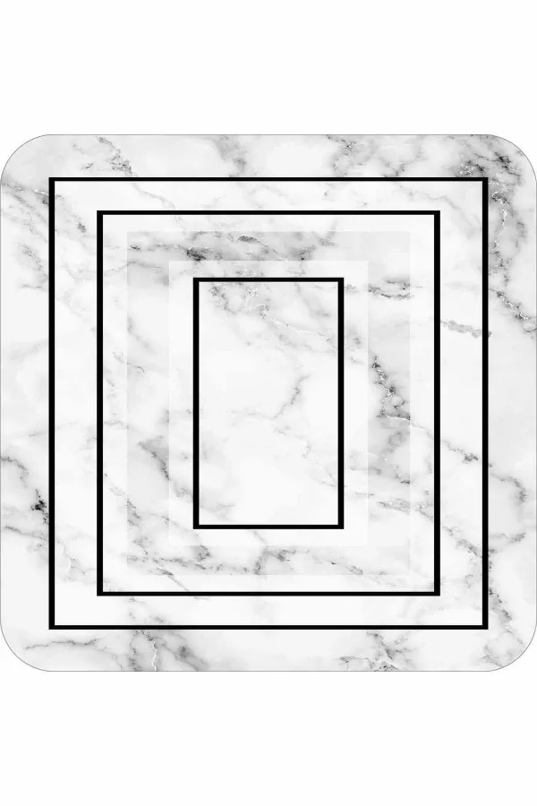Beyaz Mermer Desen Banyo Halısı Klozet Paspas Seti BS342