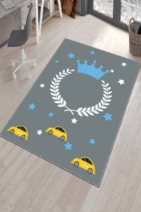 Gri Yıkanabilir Kaymaz Taban Taçlı İsimli Bebek Halısı AR020 Gri Yıkanabilir Kaymaz Taban Taçlı İsimli Bebek Halısı AR020