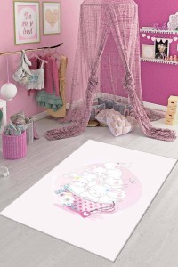 Pudra Yıkanabilir Kaymaz Tabanlı Tavşanlı Bebek Halısı AR083 Pudra Yıkanabilir Kaymaz Tabanlı Tavşanlı Bebek Halısı AR083