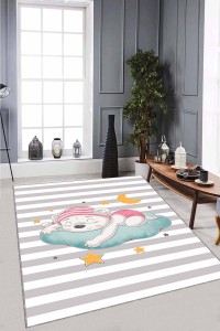 Turkuaz Kaymaz Tabanlı Yıkanır Ayıcıklı Bebek Halısı AR1167 Turkuaz Kaymaz Tabanlı Yıkanır Ayıcıklı Bebek Halısı AR1167