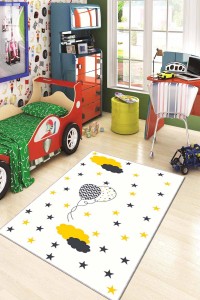 Sarı Kaymaz Tabanlı Yıkanabilir Balonlu Bebek Halısı AR131 Sarı Kaymaz Tabanlı Yıkanabilir Balonlu Bebek Halısı AR131