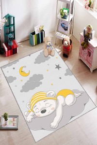 Sarı Kaymaz Tabanlı Yıkanabilir Ayıcıklı Bebek Halısı AR382 Sarı Kaymaz Tabanlı Yıkanabilir Ayıcıklı Bebek Halısı AR382