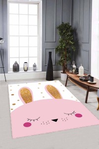 Pembe Yıkanabilir Kaymaz Tabanlı Tavşanlı Bebek Halısı AR826 Pembe Yıkanabilir Kaymaz Tabanlı Tavşanlı Bebek Halısı AR826