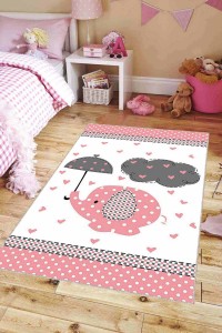 Pembe Kaymaz Tabanlı Filli Bebek Halıları Bebek Halısı KD19 Pembe Kaymaz Tabanlı Filli Bebek Halıları Bebek Halısı KD19