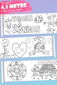 23 Nisan Temalı Rulo Aktivite Dev Boyama Kağıdı 4,5 Metre 23 Nisan Temalı Rulo Aktivite Dev Boyama Kağıdı 4,5 Metre