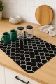 Siyah Fas Desen Microfiber Bulaşık Kurutma Matı MM002