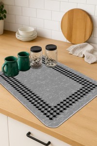 Gri Kazayağı Microfiber Bulaşık Kurutma Kurulama Matı MM005