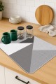 Geometrik Gri Bulaşık Kurutma Matı Gri Geometrik Microfiber Bulaşık Kurutma Kurulama Matı MM006