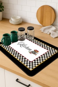 Siyah Mutfak Temalı Microfiber Bulaşık Kurutma Matı MM023 Siyah Mutfak Temalı Microfiber Bulaşık Kurutma Matı MM023